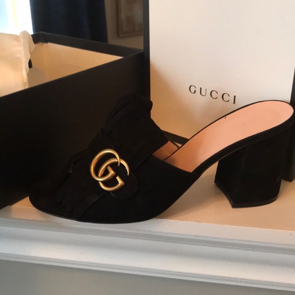 Gucci Marmont suede fringe slides - Picture 3 of 5